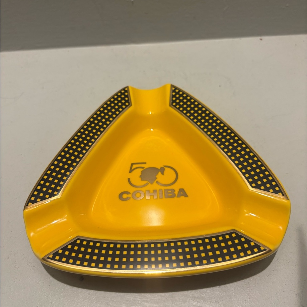 Cohiba Yellow Black Triangle Cigar Ashtray- 50th anniversary bar smoke mancave